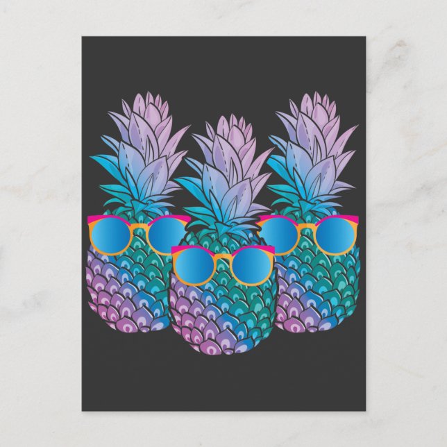 Retro Ananas Sonnenbrille Disco Gartenbau Postkarte (Vorderseite)