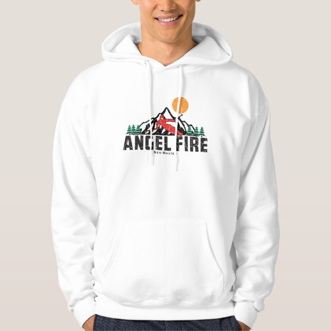 Retro Angel Fire Mountain Ski Sunset Hoodie (Vorderseite)