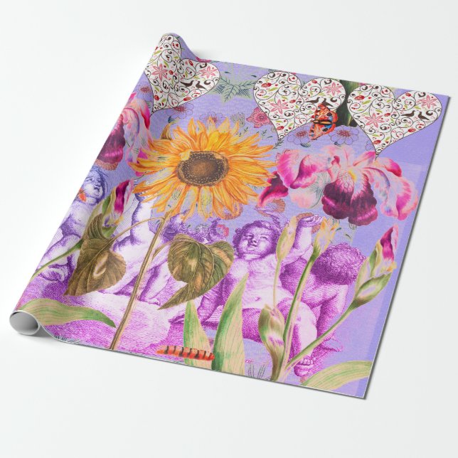 RETRO ANGEL Valentine's Day GIFT Wrapping Paper Geschenkpapier (Ungerollt)