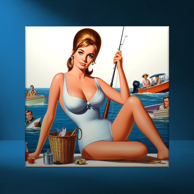 Retro-Angeln Pin-up Fliese (Von Creator hochgeladen)