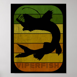 Retro-Angeln Tiefsee-Fisch Anglerfisch Ichthyologi Poster
