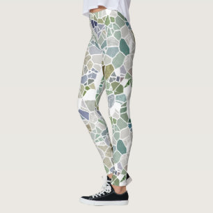 Retro Angesagtes Aquamarines blaues Taupe Mosaik A Leggings