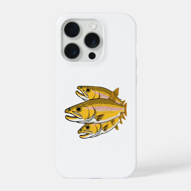 Retro-Angler-Geschenk mit Blitzforelle iPhone Hülle (Rückseite)