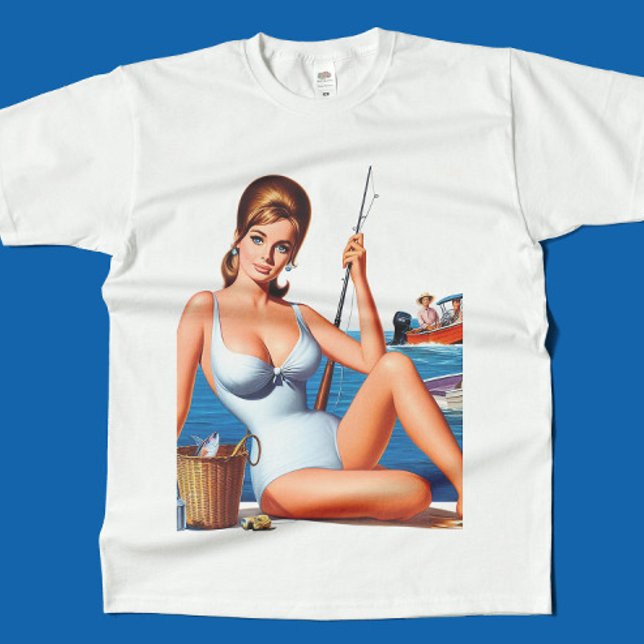 Retro-Angler-Pin-up T-Shirt (Von Creator hochgeladen)