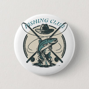 Retro-Anglerclub-Bass-Grafik Vintage-Bekleidung Button
