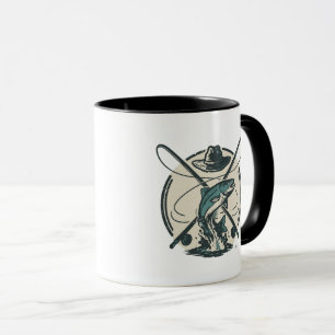 Retro-Anglerclub-Bass-Grafik Vintage-Bekleidung Tasse