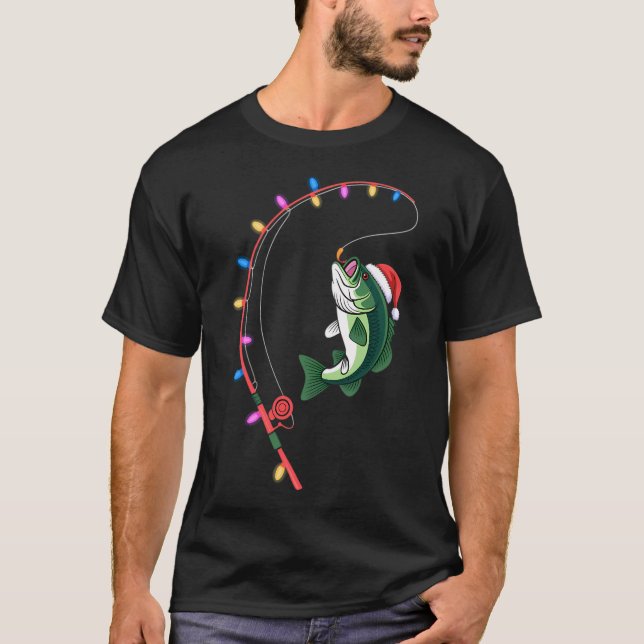 Retro-Anglerköder-Weihnachtsbaum-Angler-Fischma T-Shirt (Vorderseite)