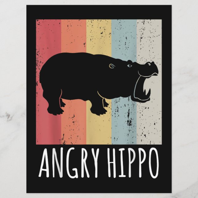 Retro Angry Hippo - Vintager Hippopotamus (Vorderseite)