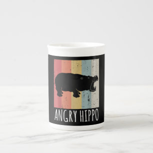 Retro Angry Hippo - Vintager Hippopotamus Prozellantasse
