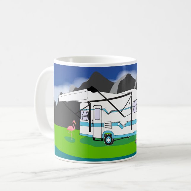 Retro Anhänger, aquamarin, Singleachse Tasse (Vorderseite Links)