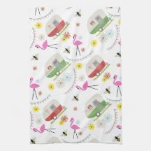 Retro Anhänger-u. Flamingo-Muster