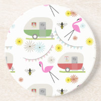 Retro Anhänger-u. Flamingo-Muster