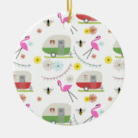 Retro Anhänger-u. Flamingo-Muster