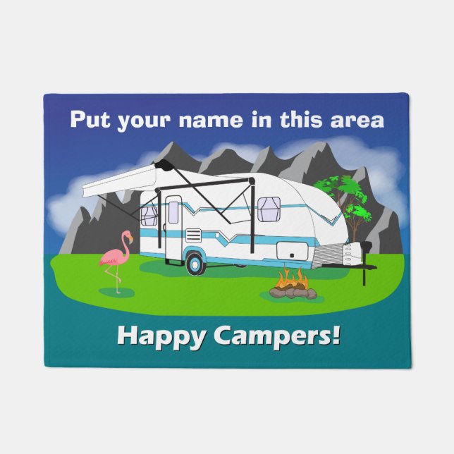 Retro Anhängerfußmatte, aquamarin, Singleachse, 18 Fußmatte (Vorderseite)