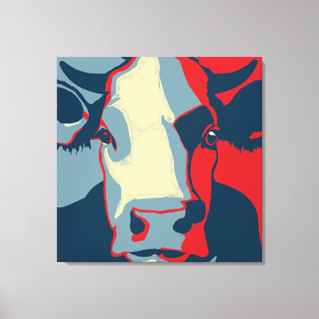Retro Animal Wall Pop Art Cow Portrait Leinwanddruck (Vorderseite)