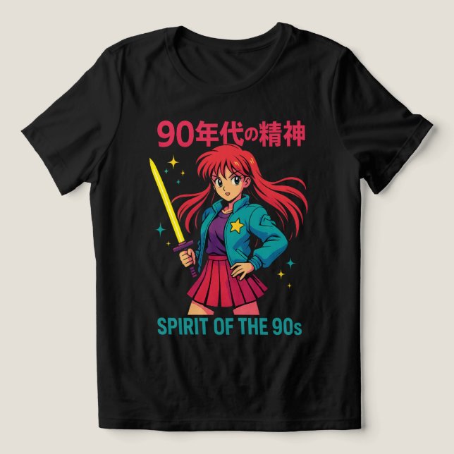 Retro Anime 90er Vaporwave Style Tri-Blend Shirt (Design Vorderseite)