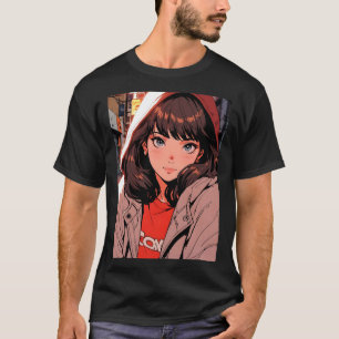 Retro Anime Cozy Hoodie Mädchen Nacht Stadtlichter T-Shirt