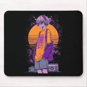 Retro-Anime-Gamer Boy Mousepad