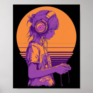 Retro-Anime-Gamerin  Poster