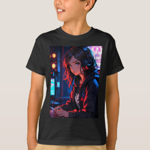Retro Anime Mädchen Gamer Cyberpunk Streaming Setu T-Shirt