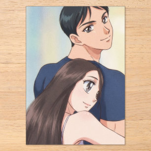 Retro-Anime-Romanze: Sanfte Umarmung Acryleinladungen