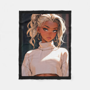 Retro Anime stilvolle blonde Mädchen elegante Mode Fleecedecke