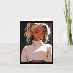 Retro Anime Stylish Blonde Girl Elegante Mode Lo Karte
