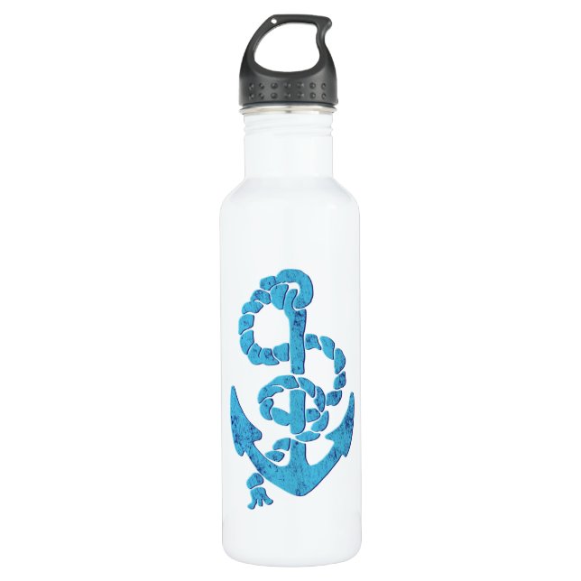 Retro Anker mit Seil Edelstahlflasche (Vorderseite)