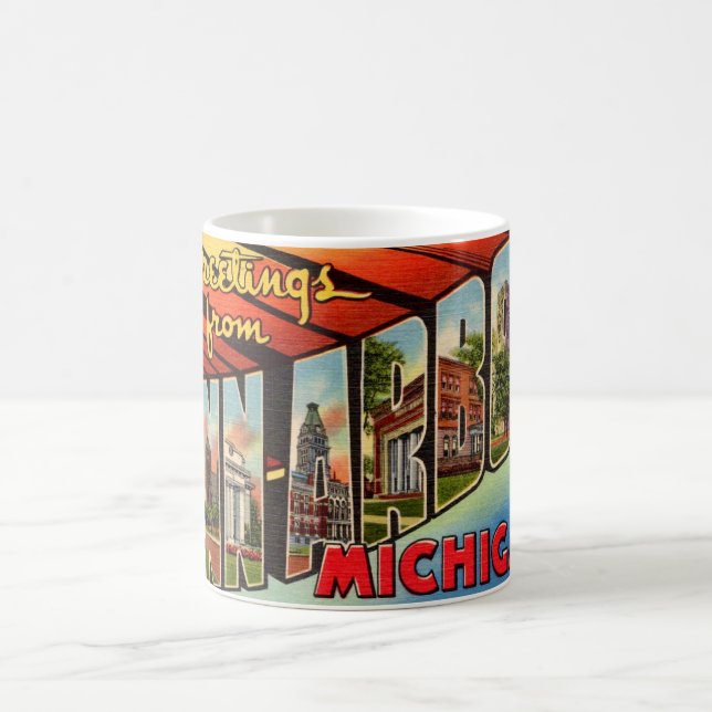 Retro Ann Arbor Michigan Greeting Kaffeetasse (Mittel)