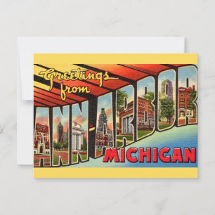 Retro Ann Arbor Michigan Greeting Postkarte