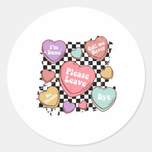 Retro Anti Valentines Funny Valentine Candy Herz Runder Aufkleber