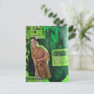 Retro-Anzeigen Eine glückliche Dame Grüne Mixed-Me Postkarte
