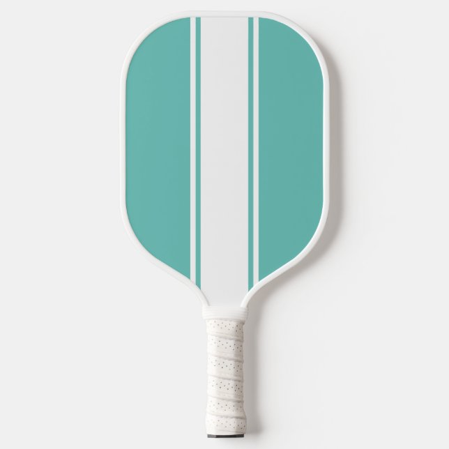 Retro Aqua Aquamarine schmale, senkrechte, senkrec Pickleball Schläger (Vorderseite)