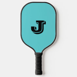 Retro Aqua Blau Minimalist Monogramm Pickleball Schläger