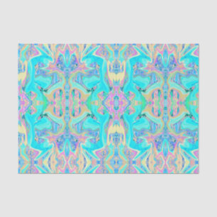 Retro Aqua Blue Liquid Art on Abstrakt Hydrangeas Seidenpapier