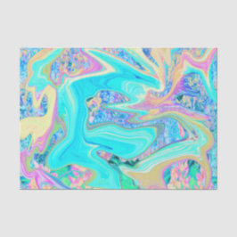 Retro Aqua Blue Liquid Art on Abstrakt Hydrangeas Seidenpapier