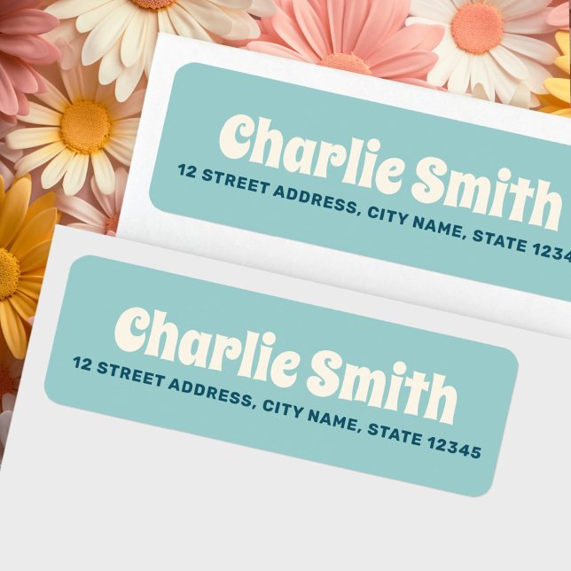 Retro aqua blue Rücksendeadresse (Retro aqua blue return address label)