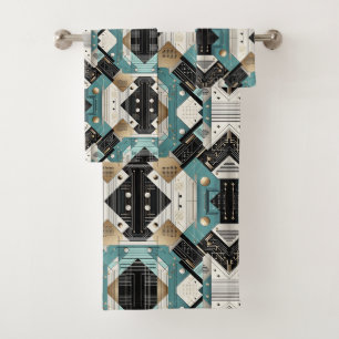 Retro Aqua Diamond Mittelalter Moderne Handtuch-Se Badhandtuch Set