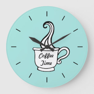 Retro-Aqua-Diner-Kaffee-Küchen-Wanduhr Große Wanduhr