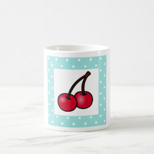 Retro Aqua Dots Kirschen Kaffeetasse