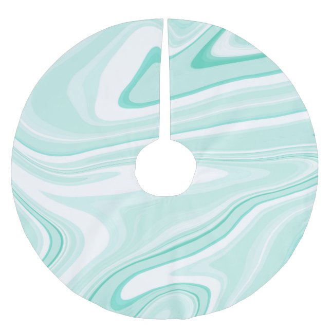 Retro Aqua Green Swirl Liquid Painting Aesthetic Polyester Weihnachtsbaumdecke (Vorderseite)