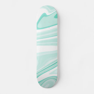 Retro Aqua Green Swirl Liquid Painting Ästhetik Skateboard