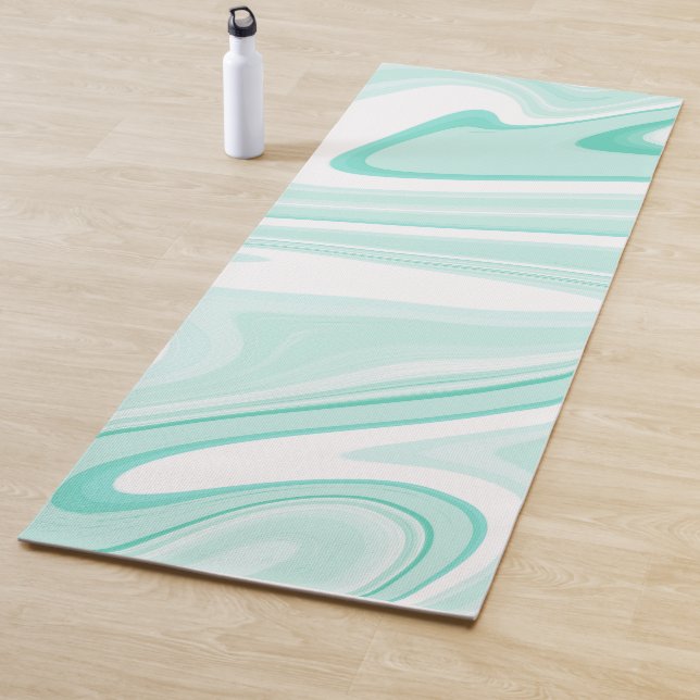 Retro Aqua Green Swirl Liquid Painting Ästhetik Yogamatte (Beispiel)