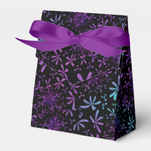 Retro Aqua Lila Blumenblüten Geschenkschachtel