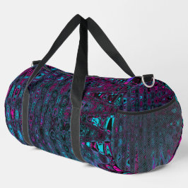 Retro Aqua Magenta und Abstrakte Schwarze Waves Duffle Bag