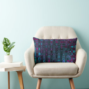 Retro Aqua Magenta und Abstrakte Schwarze Waves Lendenkissen