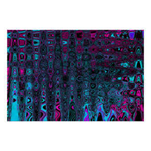 Retro Aqua Magenta und Abstrakte Schwarze Waves Poster