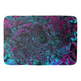 Retro Aqua Magenta und Abstrakter Schwarzer Swirl Badematte