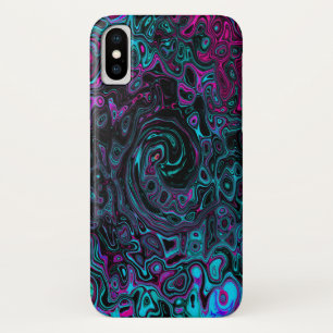 Retro Aqua Magenta und Abstrakter Schwarzer Swirl Case-Mate iPhone Hülle