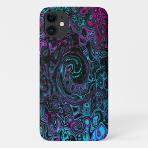 Retro Aqua Magenta und Abstrakter Schwarzer Swirl Case-Mate iPhone Hülle